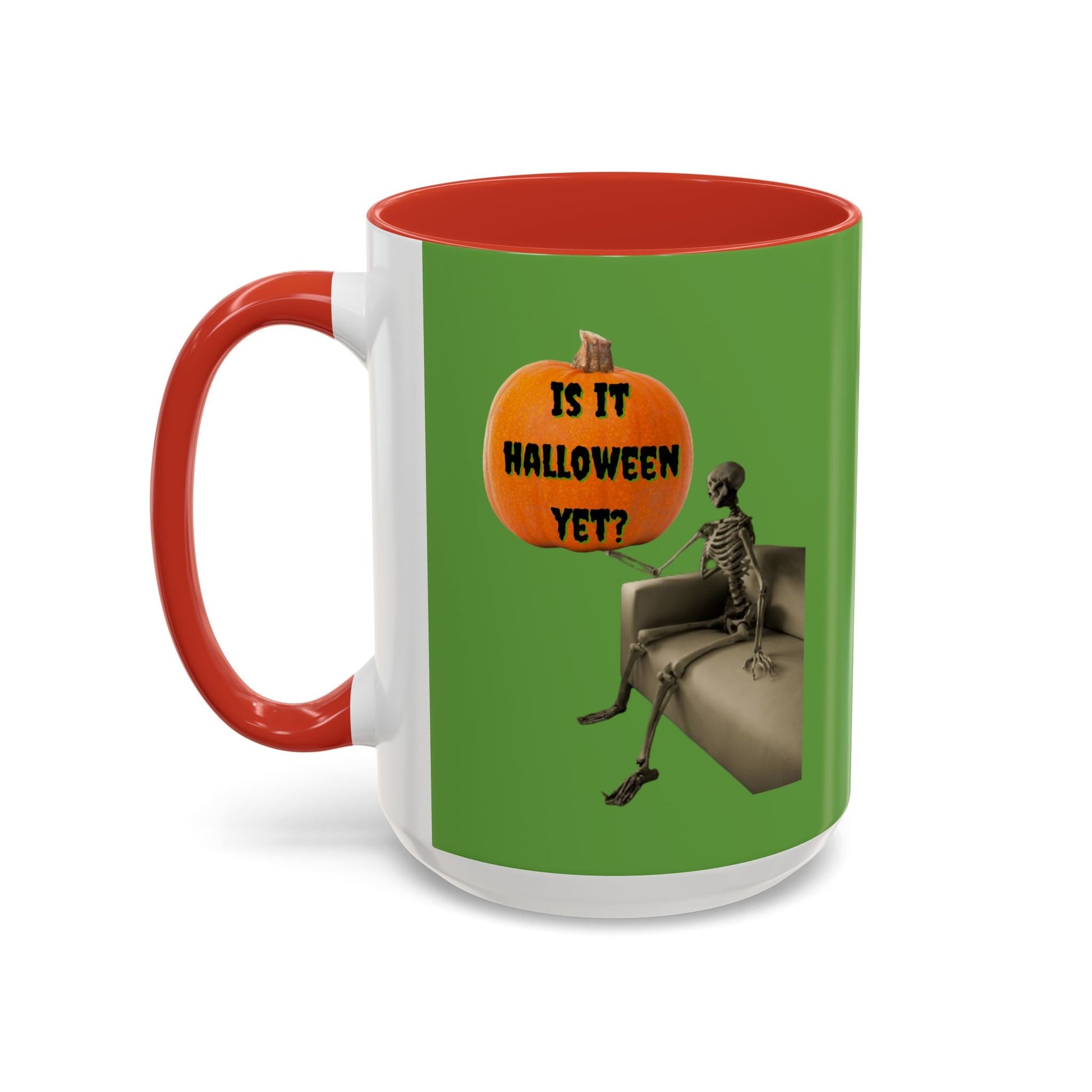Waiting for Halloween Skeleton Accent Mug by cypherpunkgear – cypherpunkgear.com | Cypherpunk Merch