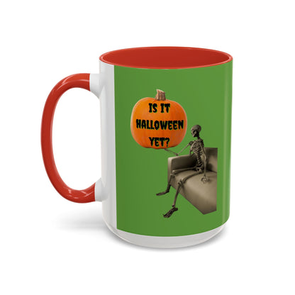 Waiting for Halloween Skeleton Accent Mug by cypherpunkgear – cypherpunkgear.com | Cypherpunk Merch