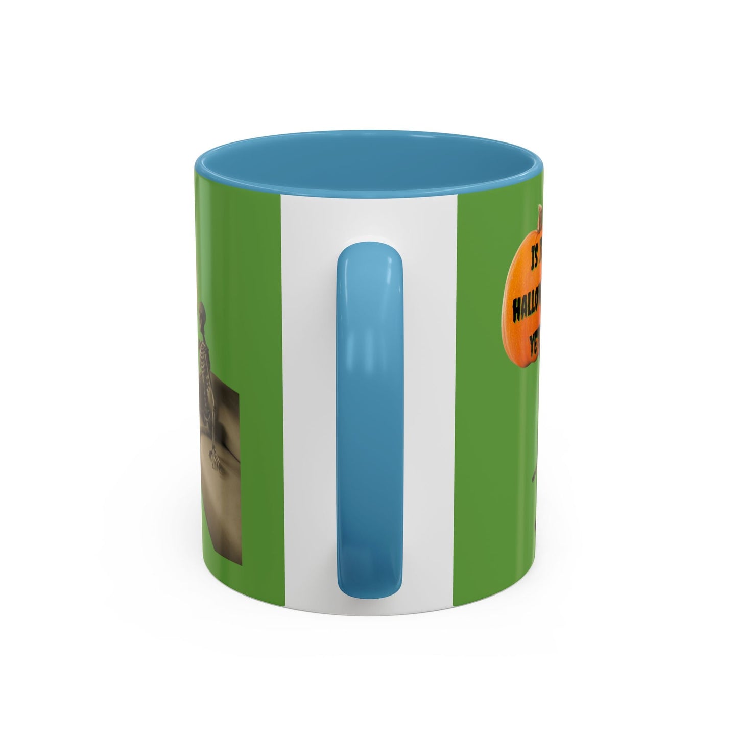 Waiting for Halloween Skeleton Accent Mug by cypherpunkgear – cypherpunkgear.com | Cypherpunk Merch
