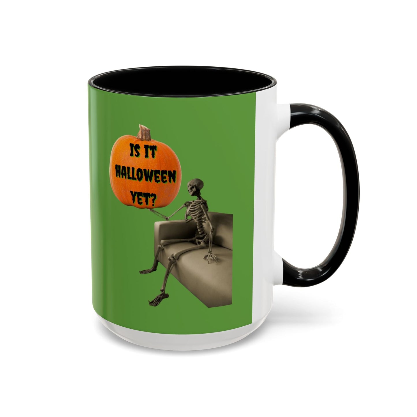 Waiting for Halloween Skeleton Accent Mug by cypherpunkgear – cypherpunkgear.com | Cypherpunk Merch