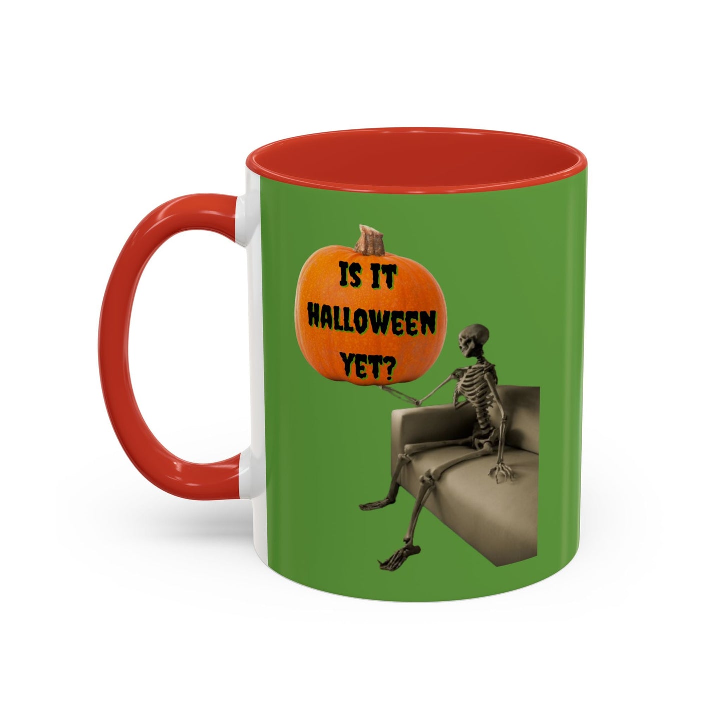 Waiting for Halloween Skeleton Accent Mug by cypherpunkgear – cypherpunkgear.com | Cypherpunk Merch