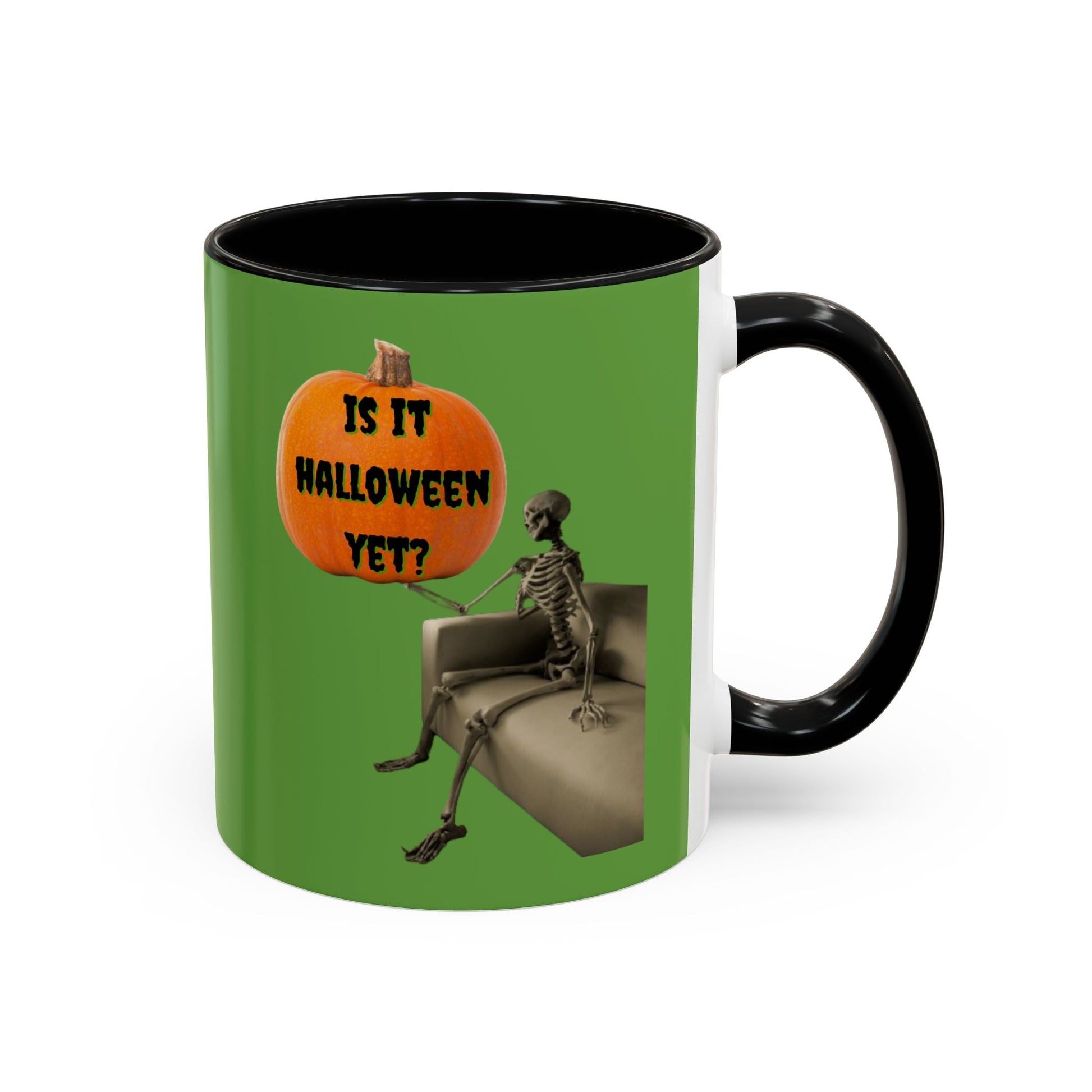 Waiting for Halloween Skeleton Accent Mug by cypherpunkgear – cypherpunkgear.com | Cypherpunk Merch