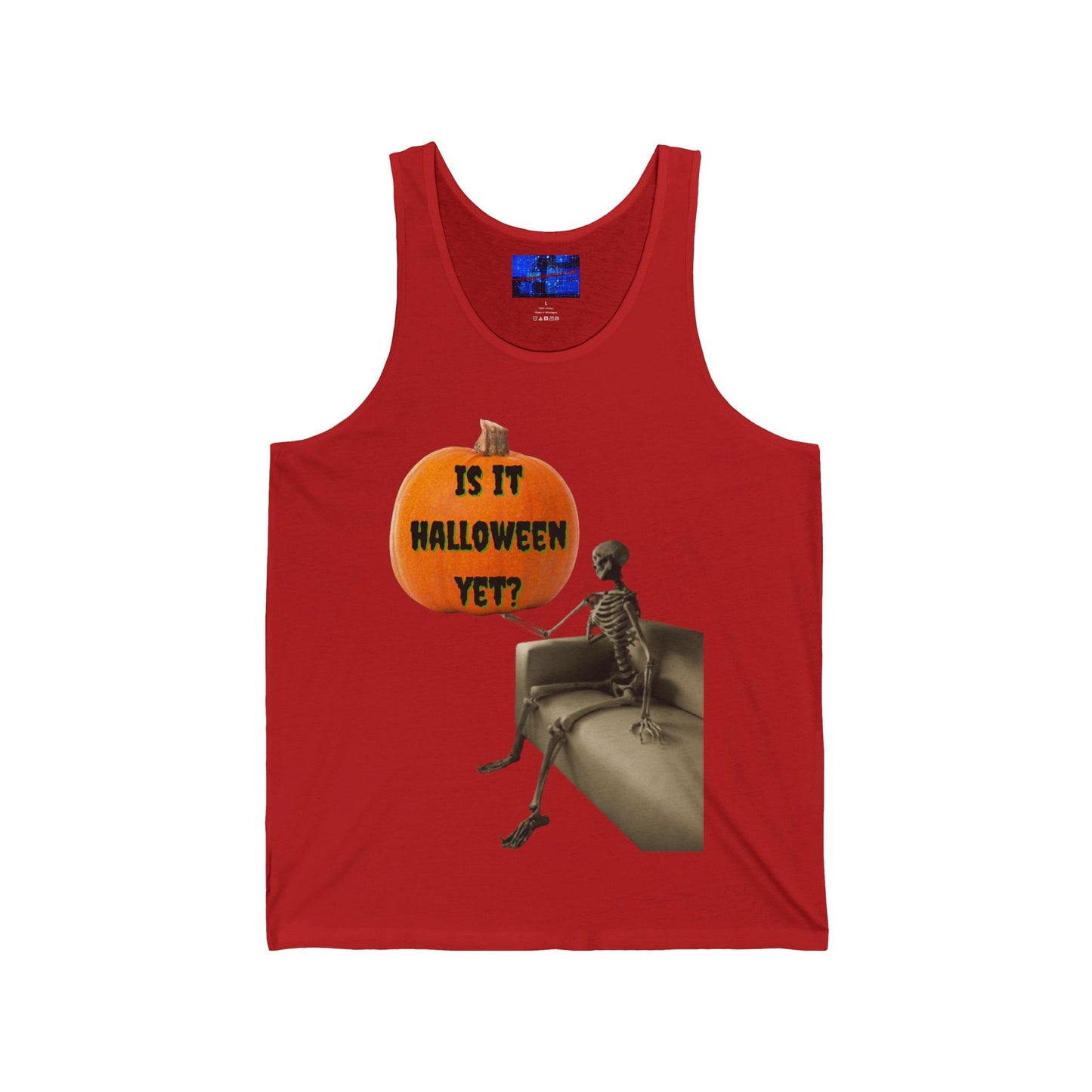 Waiting for Halloween Skeleton Unisex Jersey Tank Top by cypherpunkgear – cypherpunkgear.com | Cypherpunk Merch