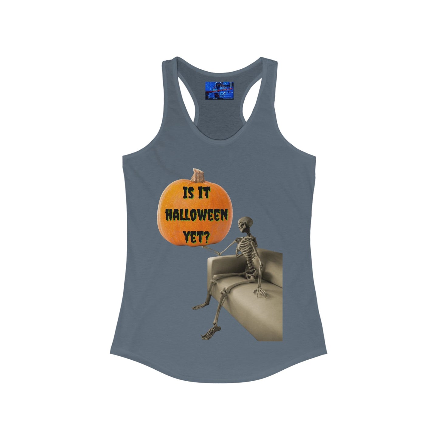 Waiting for Halloween Skeleton Women's Racerback Tank Top by cypherpunkgear – cypherpunkgear.com | Cypherpunk Merch