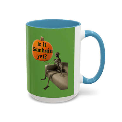 Waiting for Samhain Skeleton Accent Mug by cypherpunkgear – cypherpunkgear.com | Cypherpunk Merch