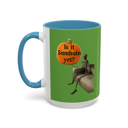 Waiting for Samhain Skeleton Accent Mug by cypherpunkgear – cypherpunkgear.com | Cypherpunk Merch