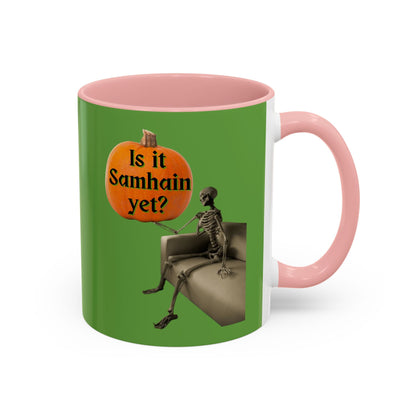 Waiting for Samhain Skeleton Accent Mug by cypherpunkgear – cypherpunkgear.com | Cypherpunk Merch
