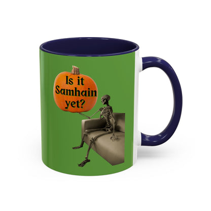Waiting for Samhain Skeleton Accent Mug by cypherpunkgear – cypherpunkgear.com | Cypherpunk Merch