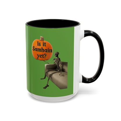 Waiting for Samhain Skeleton Accent Mug by cypherpunkgear – cypherpunkgear.com | Cypherpunk Merch