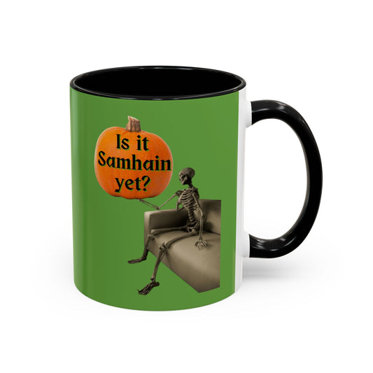 Waiting for Samhain Skeleton Accent Mug by cypherpunkgear – cypherpunkgear.com | Cypherpunk Merch