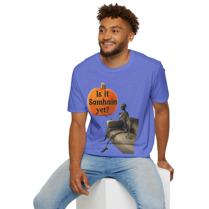 Waiting for Samhain Skeleton LTcolors Unisex T-Shirt by cypherpunkgear – cypherpunkgear.com | Cypherpunk Merch