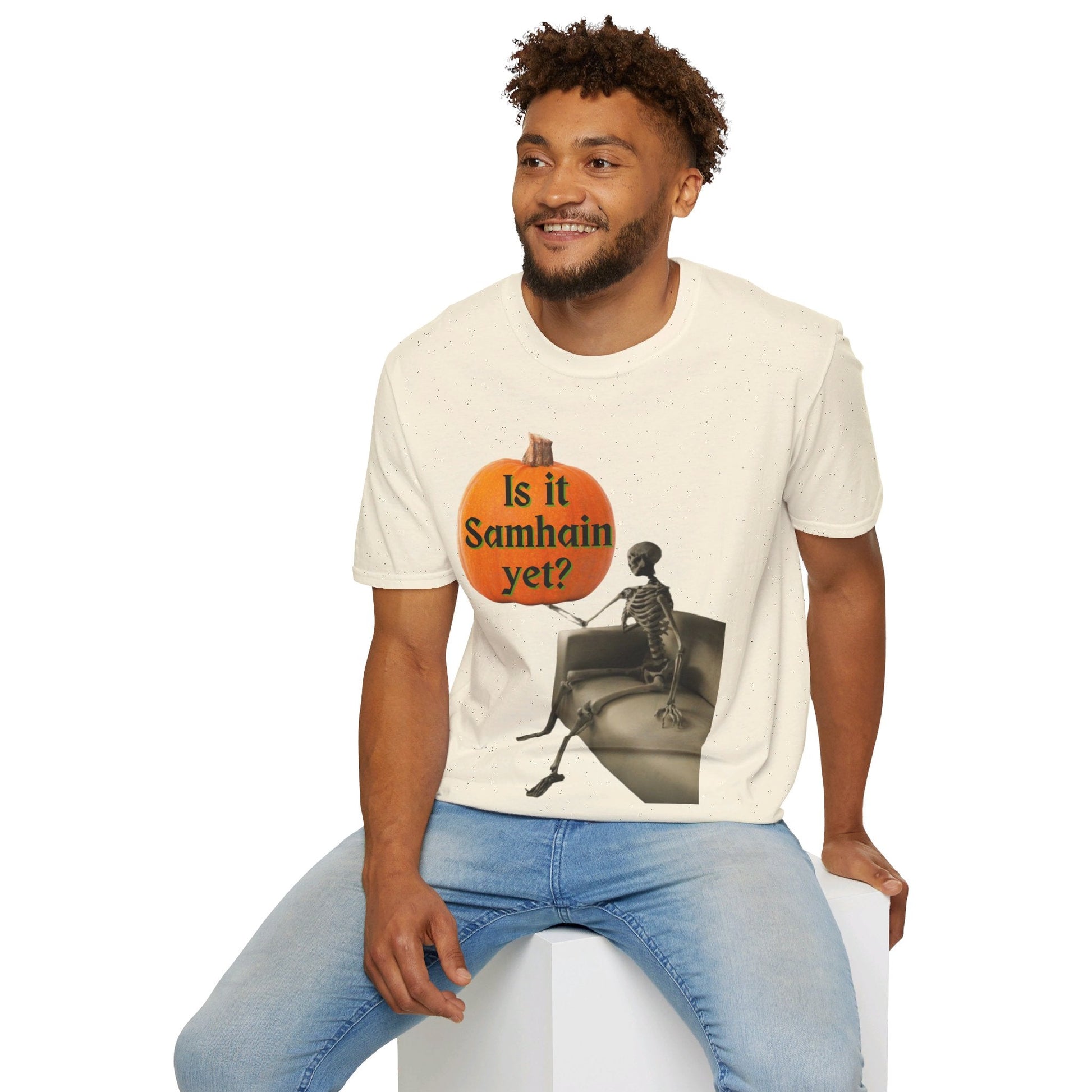 Waiting for Samhain Skeleton LTcolors Unisex T-Shirt by cypherpunkgear – cypherpunkgear.com | Cypherpunk Merch