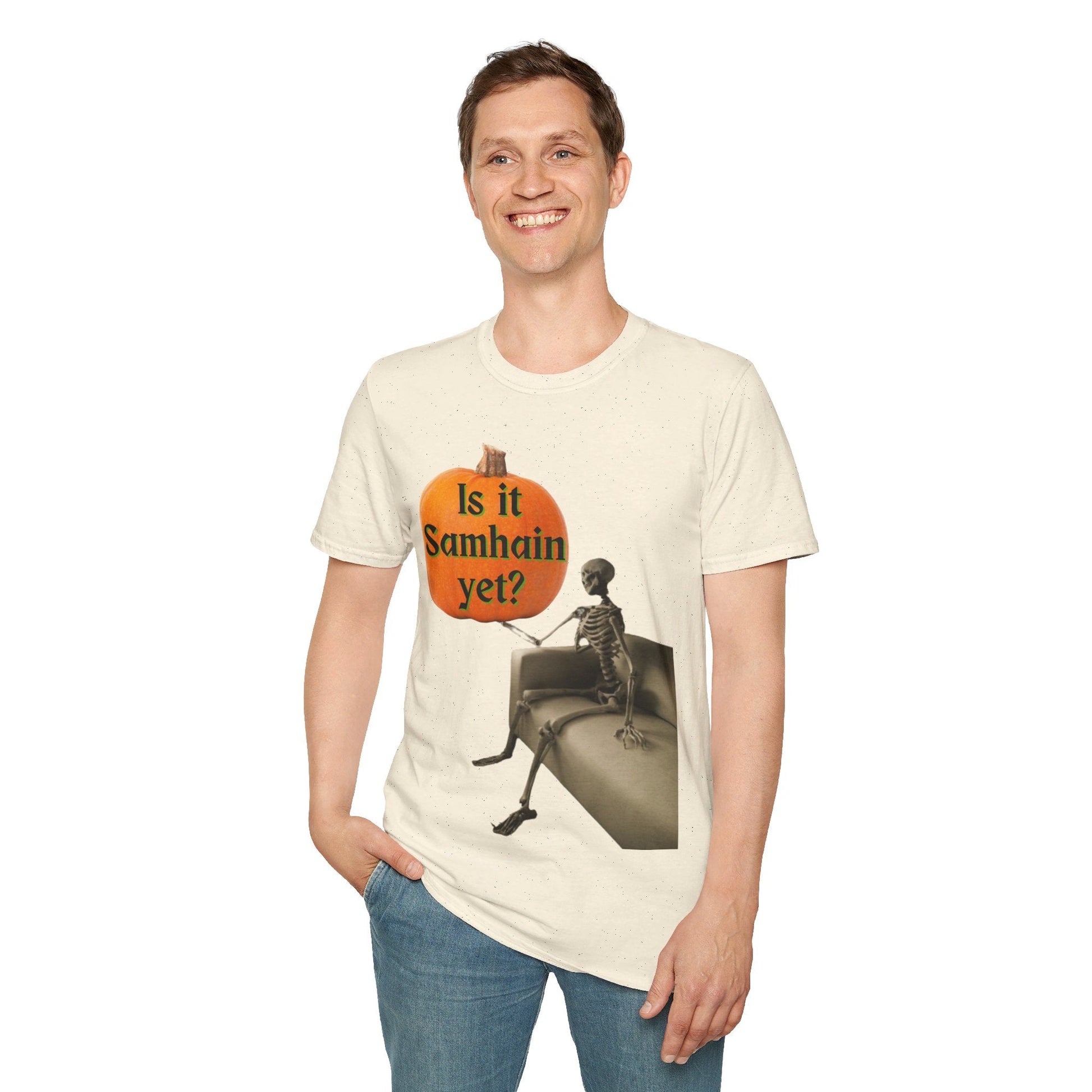 Waiting for Samhain Skeleton LTcolors Unisex T-Shirt by cypherpunkgear – cypherpunkgear.com | Cypherpunk Merch