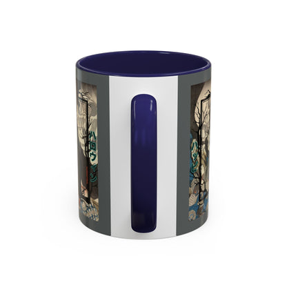 Yōkai Happy Halloween Grey Accent Mug by cypherpunkgear.com – cypherpunkgear.com | Cypherpunk Merch