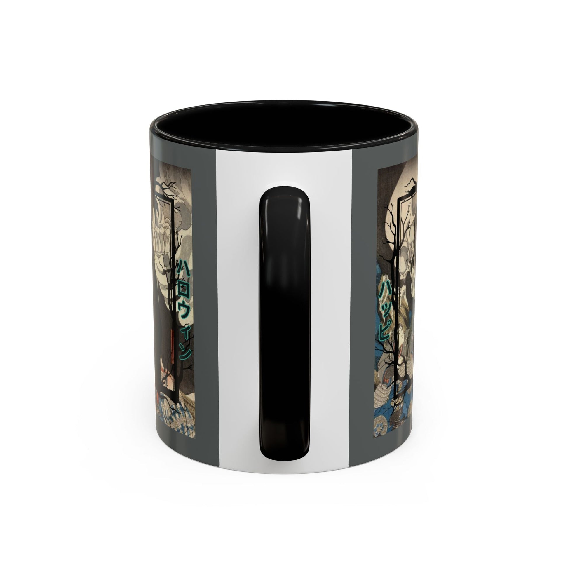 Yōkai Happy Halloween Grey Accent Mug by cypherpunkgear.com – cypherpunkgear.com | Cypherpunk Merch