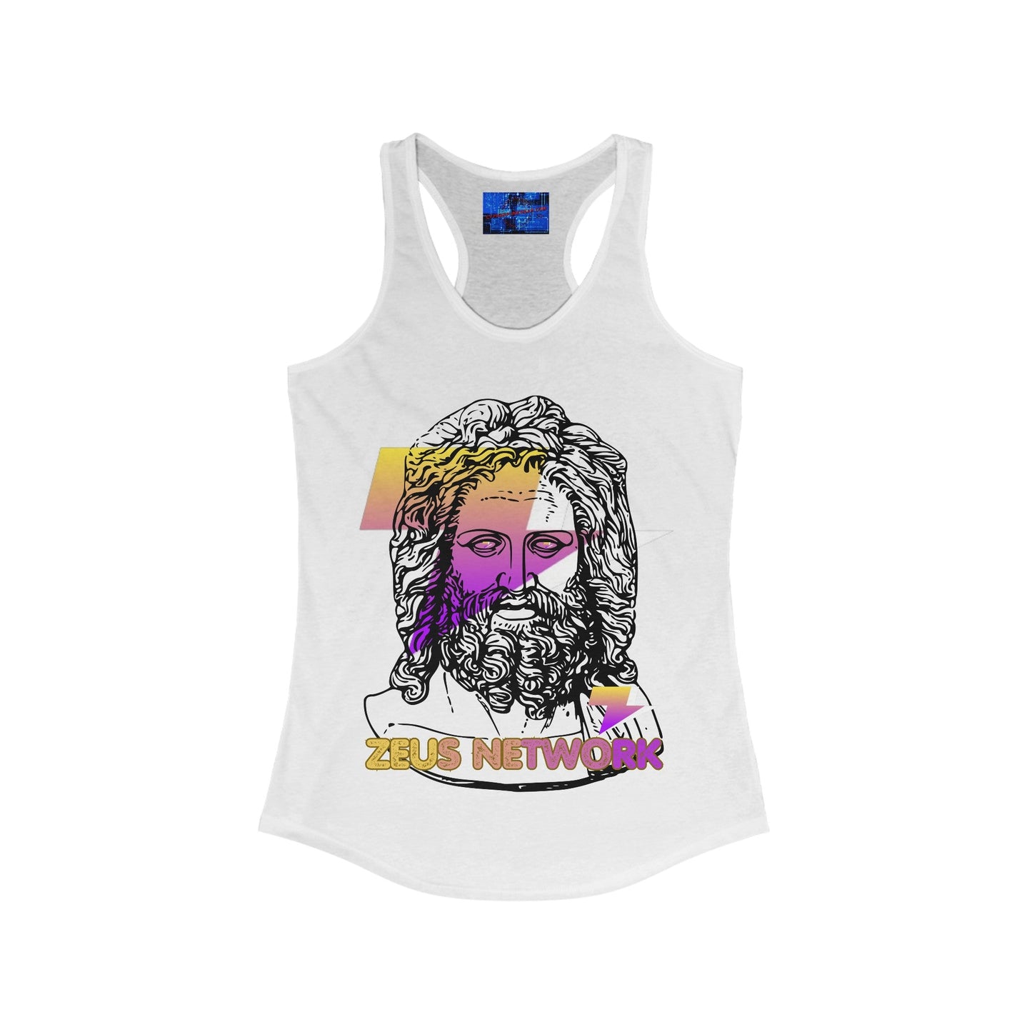 Zeus Network Women's Racerback Tank Top by cypherpunkgear – cypherpunkgear.com | Cypherpunk Merch