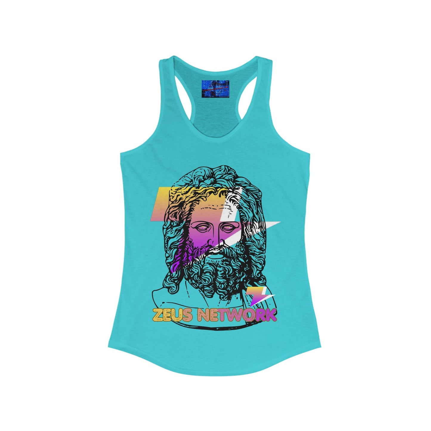 Zeus Network Women's Racerback Tank Top by cypherpunkgear – cypherpunkgear.com | Cypherpunk Merch