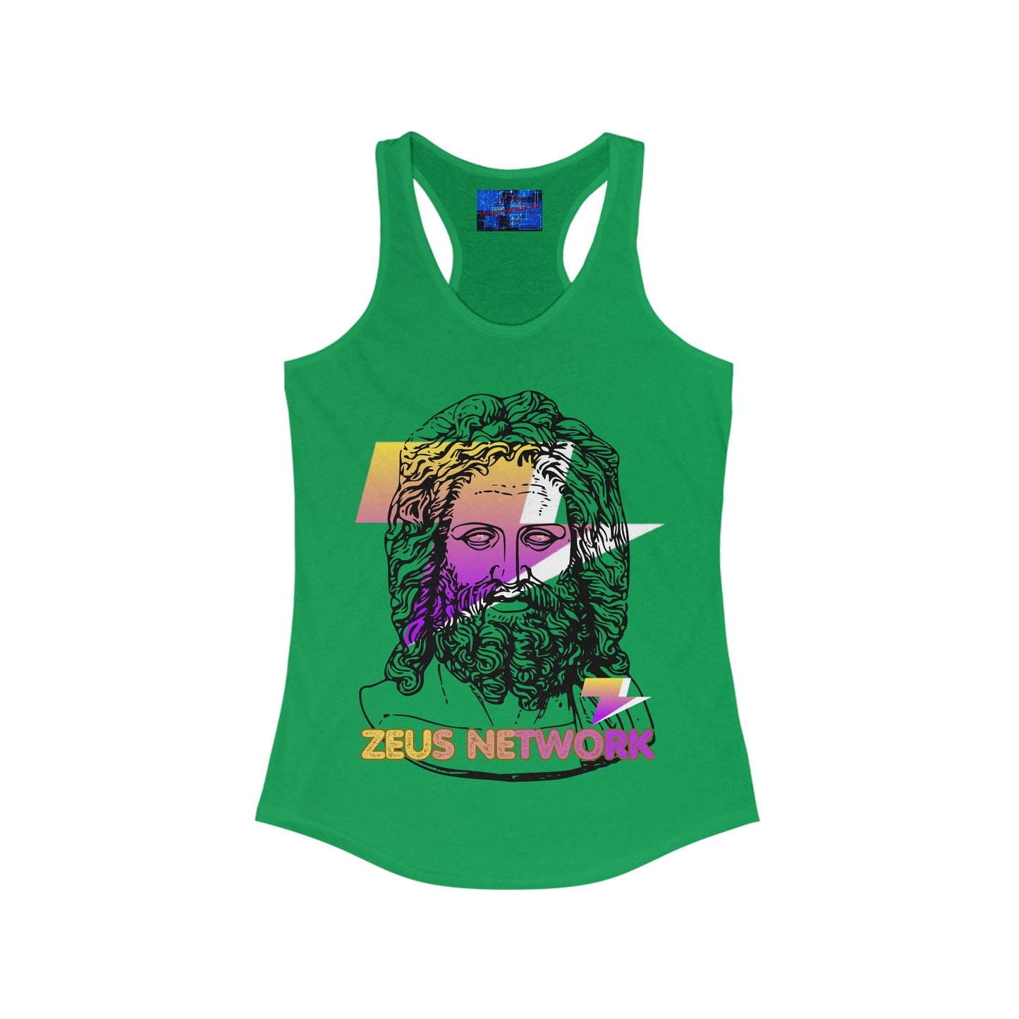 Zeus Network Women's Racerback Tank Top by cypherpunkgear – cypherpunkgear.com | Cypherpunk Merch