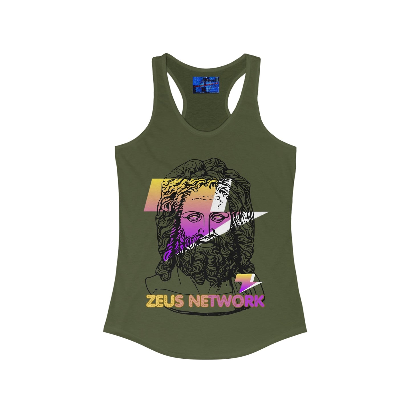 Zeus Network Women's Racerback Tank Top by cypherpunkgear – cypherpunkgear.com | Cypherpunk Merch