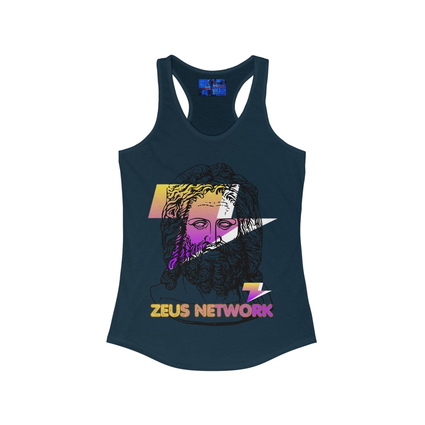 Zeus Network Women's Racerback Tank Top by cypherpunkgear – cypherpunkgear.com | Cypherpunk Merch