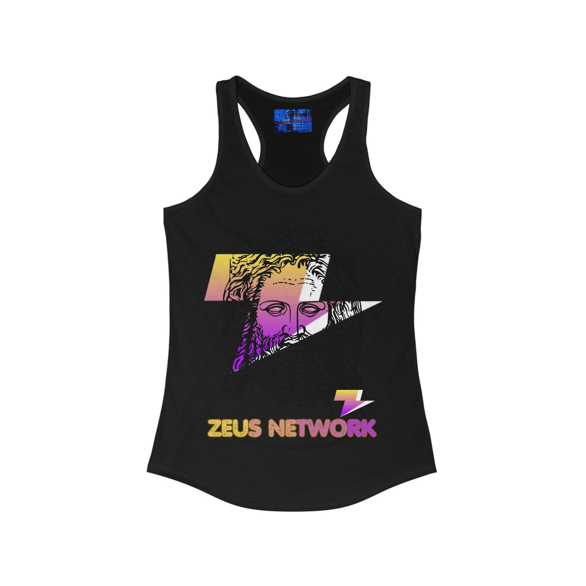 Zeus Network Women's Racerback Tank Top by cypherpunkgear – cypherpunkgear.com | Cypherpunk Merch