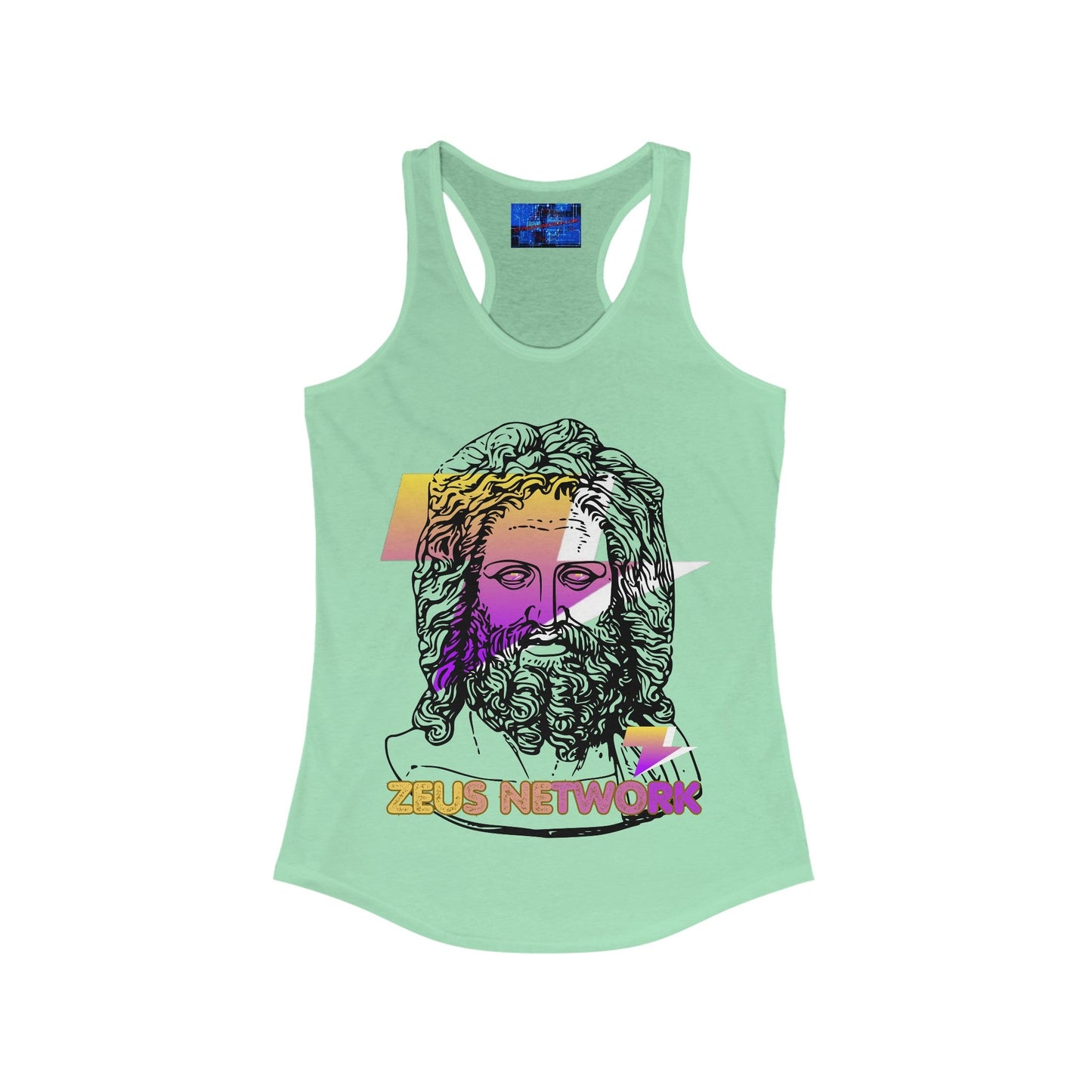 Zeus Network Women's Racerback Tank Top by cypherpunkgear – cypherpunkgear.com | Cypherpunk Merch